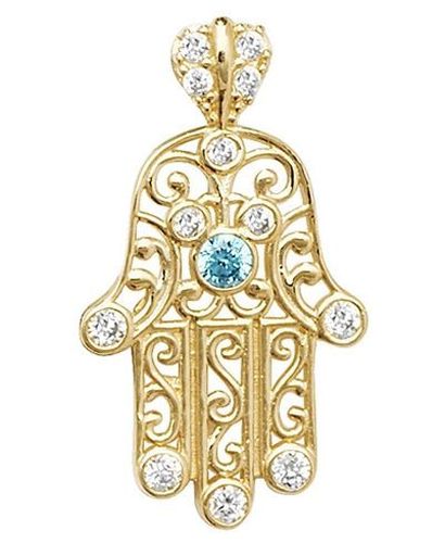 PN067 9ct Fold Hamsa Hand Cz Filigree Pendant Jewellery - James Moore TH - Modalova