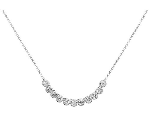 G3354 Silver Cubic Zirconia Row Necklace Jewellery - James Moore TH - Modalova