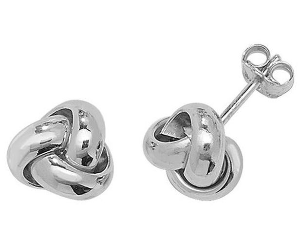 ER529W 9k White Gold Knot Stud Earrings Jewellery - James Moore TH - Modalova