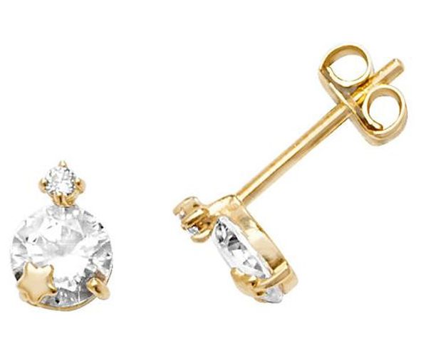 ES604 9k Yellow Gold Cubic Zirconia Star Stud Jewellery - James Moore TH - Modalova