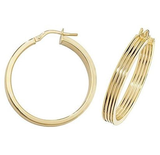 ER1017-25 9k Yellow Gold Hinged Ridge Hoop Jewellery - James Moore TH - Modalova