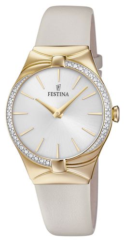 F20389/1 Women's Silver Petite Leather Watch - Festina - Modalova