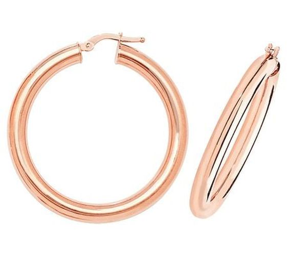 ER1004R-30 9k Rose Gold Hoop Earrings 30 mm Jewellery - James Moore TH - Modalova