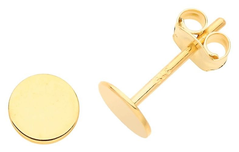 ES672 9ct Gold Flat Circle Stud Earrings Jewellery - James Moore TH - Modalova