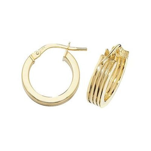 ER1017-10 9k Yellow Gold Hinged Ridge Hoop Jewellery - James Moore TH - Modalova