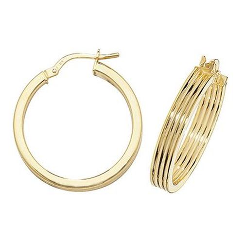 ER1017-20 9k Yellow Gold Hinged Ridge Hoop Jewellery - James Moore TH - Modalova