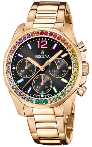 F20639/3 Ladies Rose-plated Chronograph Rainbow Watch - Festina - Modalova