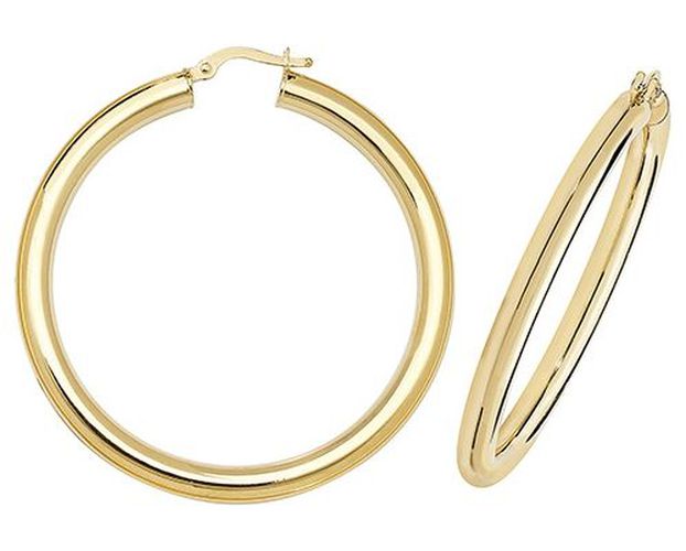 ER1004-40 9k Yellow Gold Hoop Earrings 40 mm Jewellery - James Moore TH - Modalova