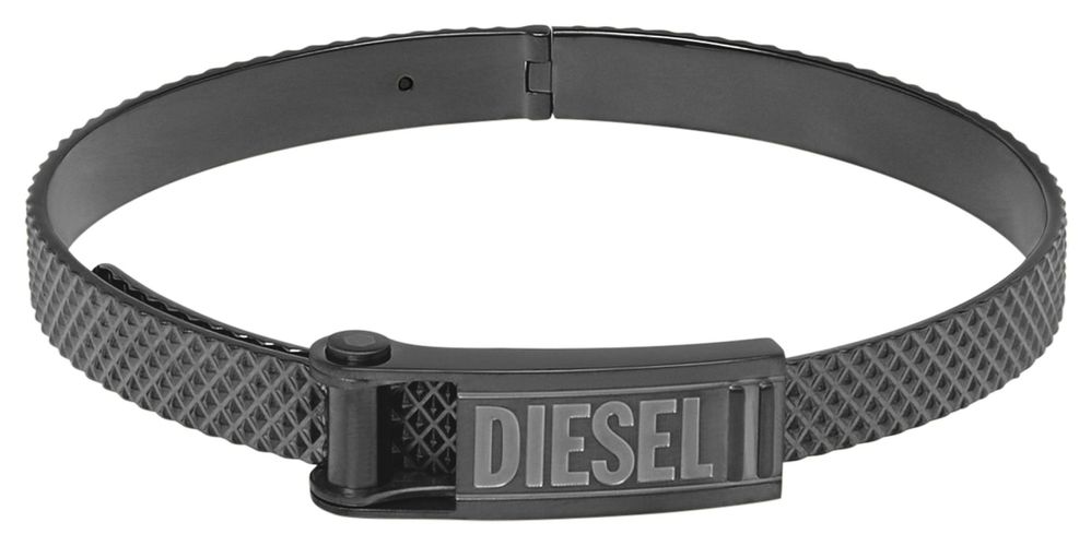 DX1358060 FONT STEEL Men's Black-Plated Steel Bangle Jewellery - Diesel - Modalova