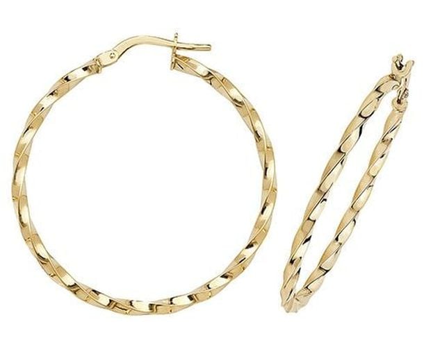 ER1008-30 9k Yellow Gold Hoop Earrings 30 mm Jewellery - James Moore TH - Modalova