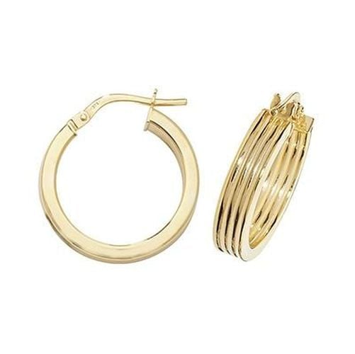 ER1017-15 9k Yellow Gold Hinged Ridge Hoop Jewellery - James Moore TH - Modalova