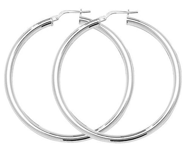 G5182 40mm Silver Round Hoop Earrings Jewellery - James Moore TH - Modalova