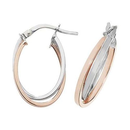 ER1011R 9k Rose and White Gold Oval Hoop Jewellery - James Moore TH - Modalova