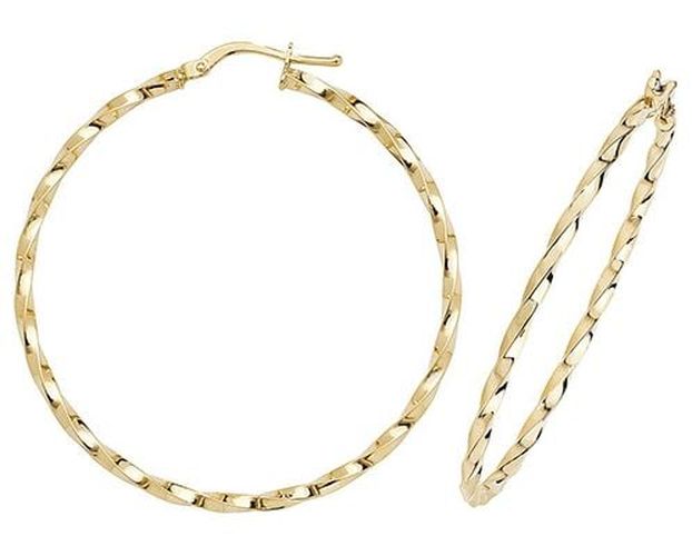 ER1008-40 9k Yellow Gold Hoop Earrings 40 mm Jewellery - James Moore TH - Modalova