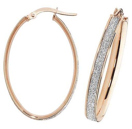 ER1023R-V4 9k Rose Gold Oval Hoop Earrings Jewellery - James Moore TH - Modalova