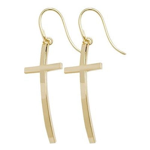 ER1127 9k Yellow Gold Drop Cross Earrings Jewellery - James Moore TH - Modalova