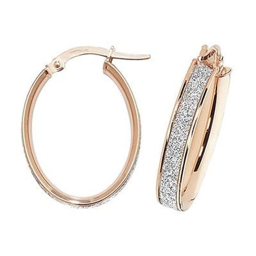 ER1023R-V3 9k Rose Gold Oval Hoop Earrings Jewellery - James Moore TH - Modalova