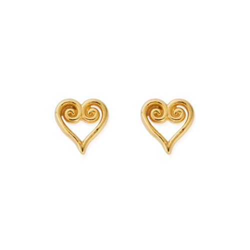 GEST3425 In Bloom SCROLL HEART Stud Earrings - Gold Jewellery - ChloBo - Modalova