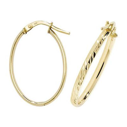 ER1042-V3 9k Yellow Gold Oval Hoop Earrings Jewellery - James Moore TH - Modalova