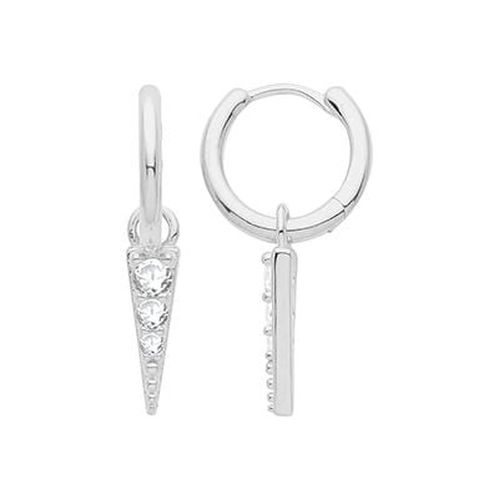 G51283 Silver Cubic Zirconia Spike Charm Hoop Jewellery - James Moore TH - Modalova