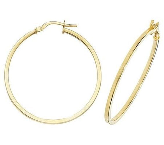 ER1007-30 9k Yellow Gold Hoop Earrings 30 mm Jewellery - James Moore TH - Modalova