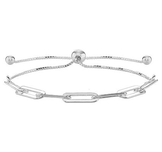 G2690 Silver Paperclip Pull Through Bracelet Jewellery - James Moore TH - Modalova