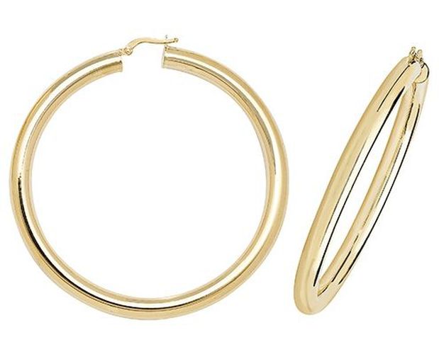 ER1005-50 9k Yellow Gold Hoop Earrings 50 mm Jewellery - James Moore TH - Modalova