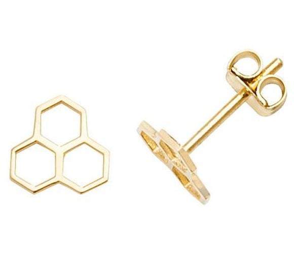 ES610 9k Yellow Gold Hive Stud Earrings Jewellery - James Moore TH - Modalova