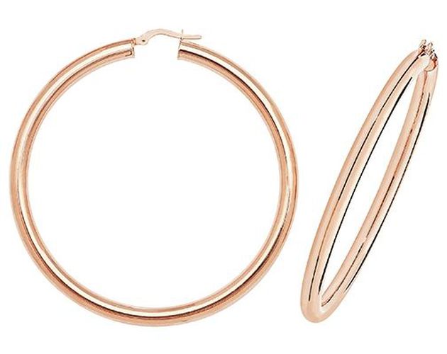 ER1004R-50 9k Rose Gold Hoop Earrings 50 mm Jewellery - James Moore TH - Modalova