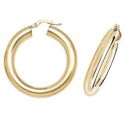 ER1005-25 9k Yellow Gold Hoop Earrings 25 mm Jewellery - James Moore TH - Modalova