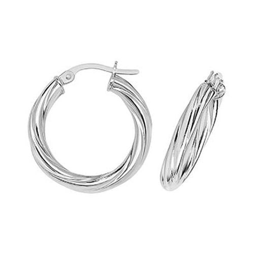 ER354W 9k White Gold Hoop Earrings 15 mm Jewellery - James Moore TH - Modalova