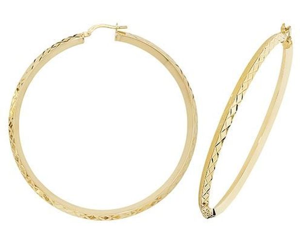 ER1018-50 9k Yellow Gold Hinged Hoop Earrings Jewellery - James Moore TH - Modalova