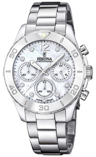 F20603/1 Ladies Chrono With CZ Sets & Steel Watch - Festina - Modalova