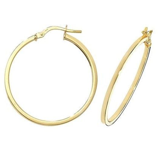 ER1007-25 9k Yellow Gold Hoop Earrings 25 mm Jewellery - James Moore TH - Modalova