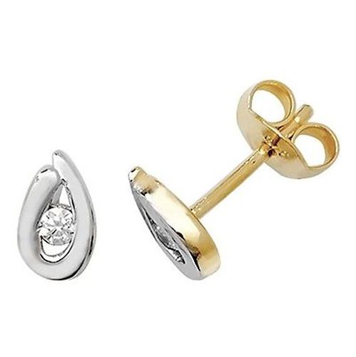 ER098 9k Y/g & w/g Cubic Zirconia Stud Jewellery - James Moore TH - Modalova