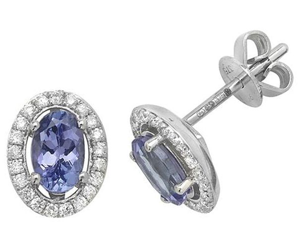 ED247WT 9k White Gold Tanzanite Diamond Halo Jewellery - James Moore TH - Modalova