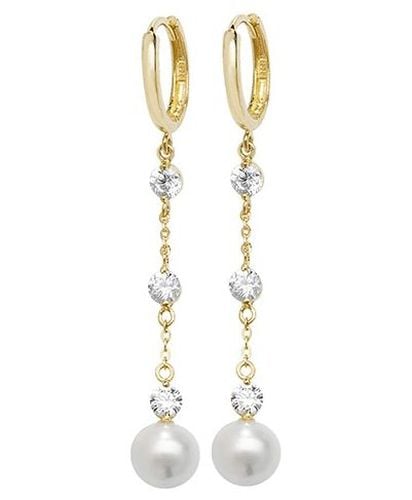 ER1139 9k Yellow Gold Drop Pearl Cubic Jewellery - James Moore TH - Modalova