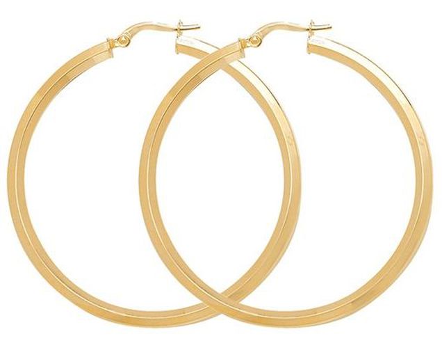 ER998-40 9k Yellow Gold Hoop Earrings 40 mm Jewellery - James Moore TH - Modalova