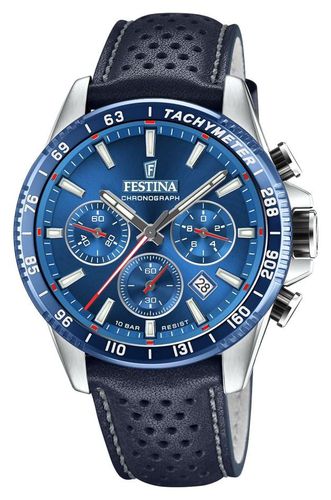 F20561/3 Chronograph Perforated Leather Strap Watch - Festina - Modalova