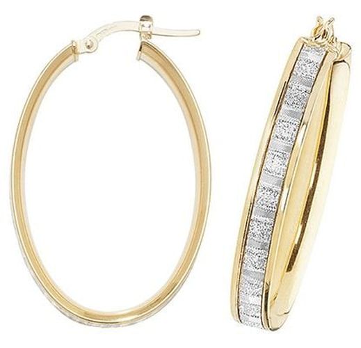 ER1024-V4 9k Yellow Gold Oval Hoop Earrings Jewellery - James Moore TH - Modalova