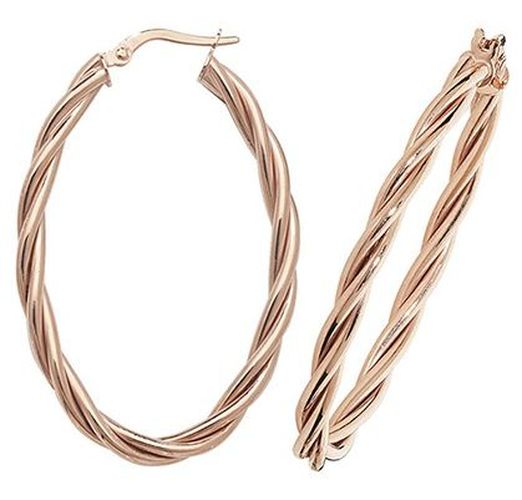 ER1006R-V5 9k Rose Gold Oval Hoop Twist Jewellery - James Moore TH - Modalova