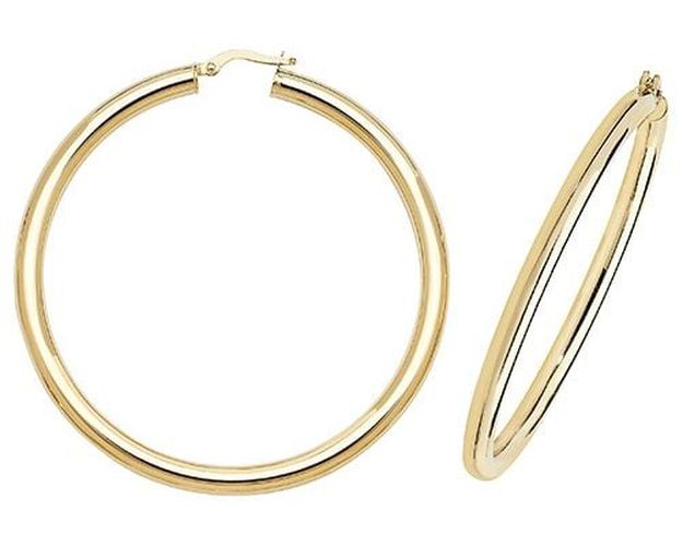 ER1004-50 9k Yellow Gold Hoop Earrings 50 mm Jewellery - James Moore TH - Modalova