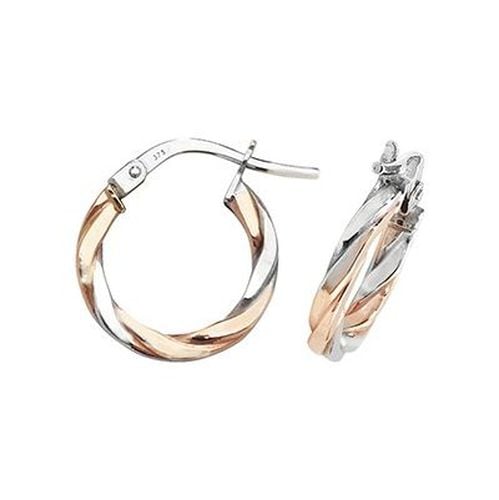 ER1041RW-10 9ct Rose and White Gold Hoop Jewellery - James Moore TH - Modalova