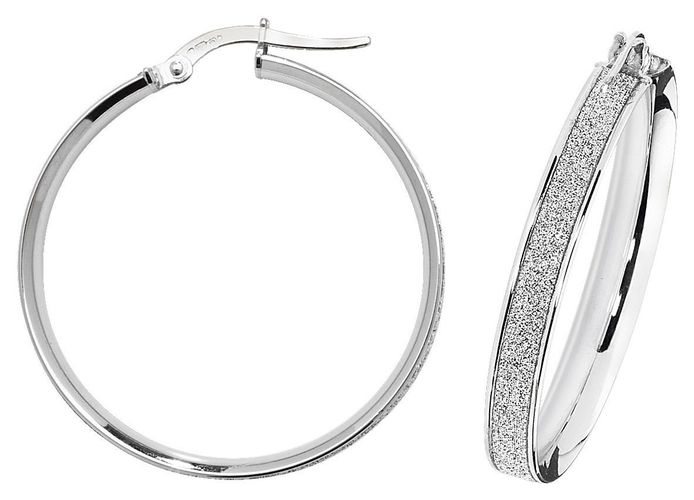 ER1023W-25 9k White Gold Hoop Earrings 25 mm Jewellery - James Moore TH - Modalova