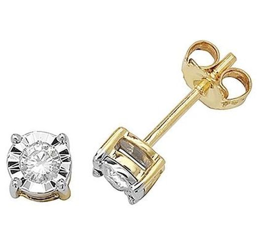 ED144 9k Yellow Gold Diamond Stud Earrings Jewellery - James Moore TH - Modalova