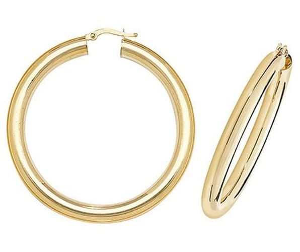 ER1005-40 9k Yellow Gold Hoop Earrings 40 mm Jewellery - James Moore TH - Modalova