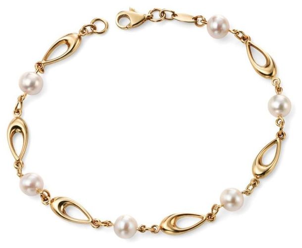 GB416W 9k Yellow Gold Freshwater Pearl Link Jewellery - Elements Gold - Modalova