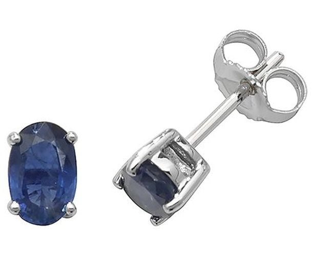 ED242WS 9k White Gold Oval Sapphire Stud Jewellery - James Moore TH - Modalova