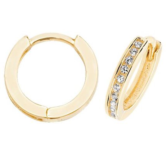 ER1076 9k Yellow Gold Hinged Cubic Zirconia Jewellery - James Moore TH - Modalova