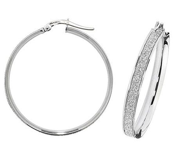 ER1023W-30 9k White Gold Hoop Earrings 30 mm Jewellery - James Moore TH - Modalova